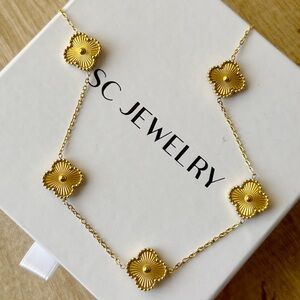 Gold Clover Necklace Double Sided Stainless Steel